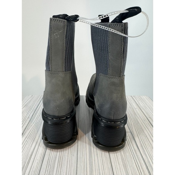 Dr.Martens Corran Chelsea Waxy Boots Grey Suede Heeled Platform Lug Sole Wmns 10 - Picture 7 of 12